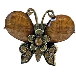 Butterfly Ring Antiqued Faceted Adjustable Contemporary Fairy Whimsical Boho